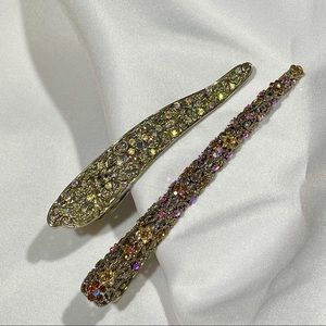 2 XLG crystal rhinestone studded hair clips
